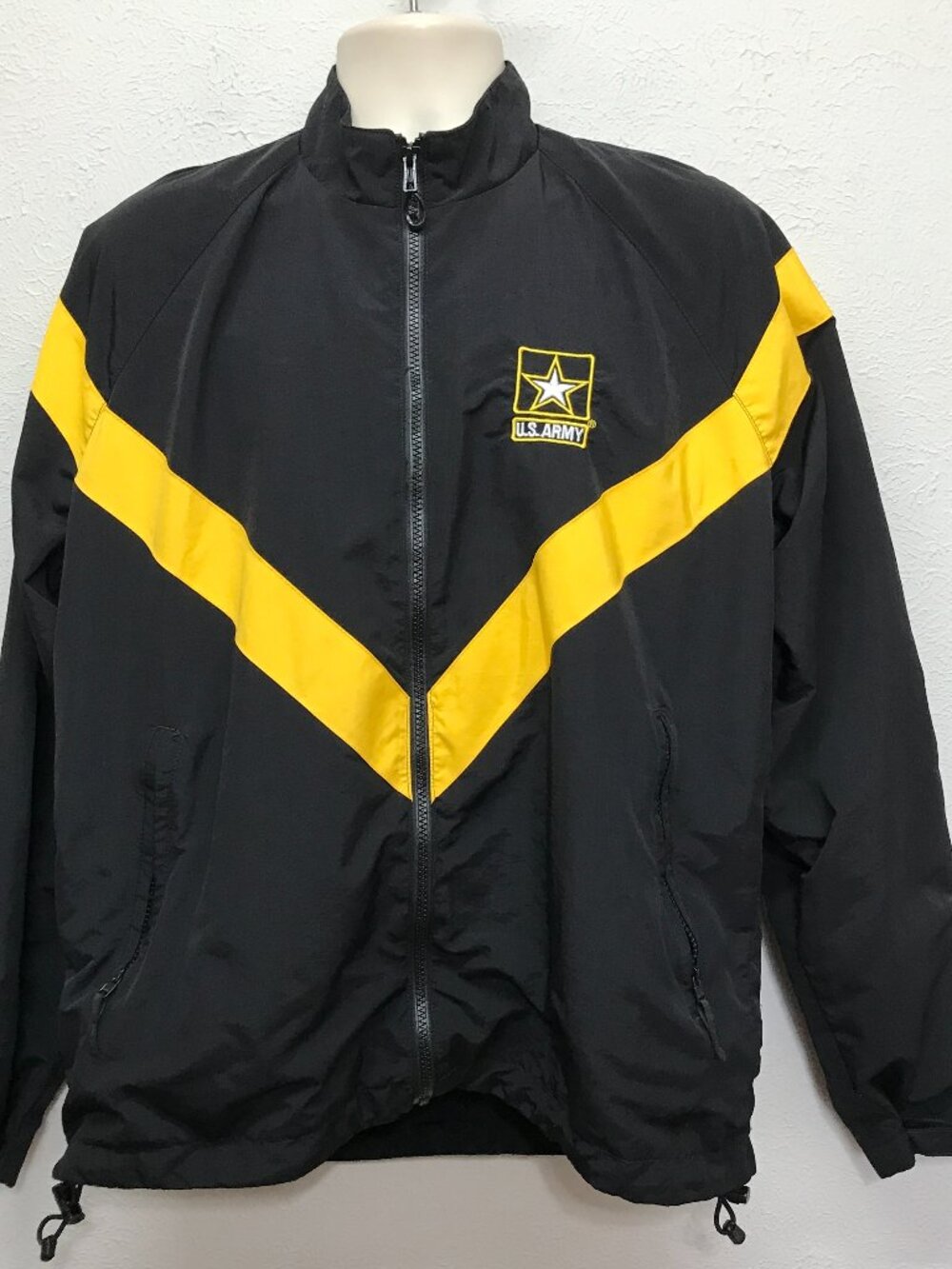 US Army APFU PT Jacket Mens M Regular Black Yellow Windbreaker 8415-01-623-8627
